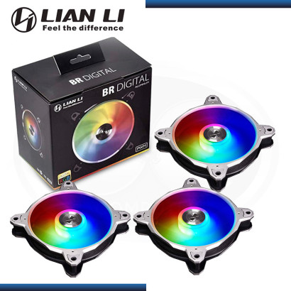 LIAN LI BORA DIGITAL SILVER (PACKx3) 120MM ARGB + CONTROLADOR RGB COOLER PARA CASE (PN:BR-DIGITAL-3R-S)