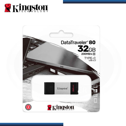MEMORIA USB-C 32GB KINGSTON DATATRAVELER 80 V 3.2 (PN:DT80/32GB)