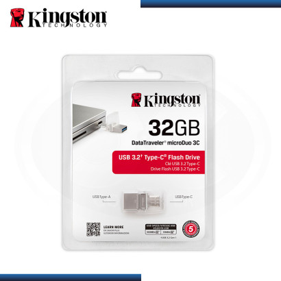 MEMORIA USB 32GB KINGSTON DATATRAVELER MICRODUO 3C DUAL USB TIPO-A / USB TIPO-C V 3.0 (PN:DTDUO3C/32GB)