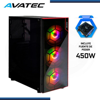 CASE AVATEC CCA-4902BR RGB CON FUENTE 450W PANEL ACRILICO USB 3.0