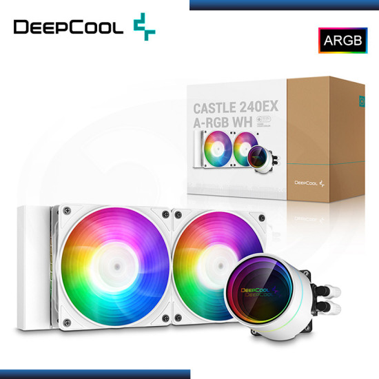 DEEPCOOL CASTLE 240EX ARGB WHITE REFRIGERACION LIQUIDO AMD/INTEL (PN:DP-GS-H12W-CSL240EX-AR-WH)