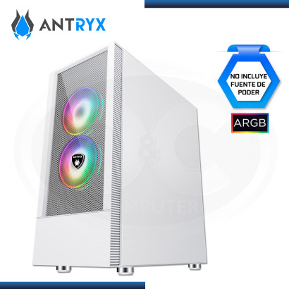 CASE ANTRYX RX 460 MESH WHITE ARGB SIN FUENTE VIDRIO TEMPLADO USB 3.0/USB 2.0 (PN:AC-RX460MW)