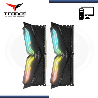 MEMORIA 16GB (2x8GB) DDR4 T-FORCE NIGHT HAWK RGB BLACK BUS 3600MHZ (PN:TF14D48G3600HC18JBK)