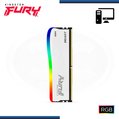 MEMORIA 8GB DDR4 KINGSTON FURY BEAST WHITE RGB BUS 3600MHz (PN:KF436C17BWA/8)