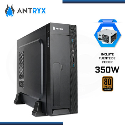 CASE ANTRYX NEO SLIM NS-200 BLACK CON FUENTE 350W 80 PLUS BRONZE USB 3.0/USB 2.0 (PN:AC-NS200-350BR)