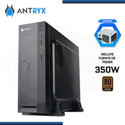 CASE ANTRYX NEO SLIM NS-200 BLACK CON FUENTE 350W 80 PLUS BRONZE USB 3.0/USB 2.0 (PN:AC-NS200-350BR)