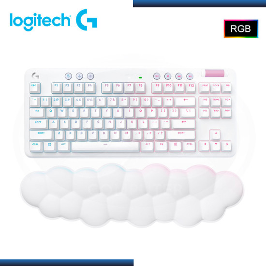 TECLADO LOGITECH G G715 WHITE RGB AURORA COLLECTION MECANICO GX BROWN TACTILE WIRELESS (PN:920-010453)
