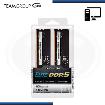 MEMORIA 64GB (2x32GB) DDR5 TEAM GROUP ELITE BUS 4800MHz (PN:TPBD532G4800HC40BK)