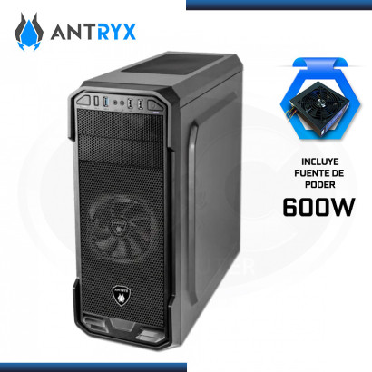 CASE ANTRYX RX-350 BLACK PERFORMANCE CON FUENTE 600W VENTANA ACRILICA USB 3.0/USB 2.0 (PN:AC-RX350K3-600CP)