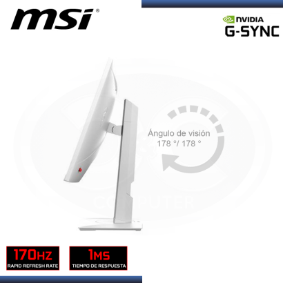 MONITOR LED 27" MSI OPTIX G274RW WHITE 1920x1080 HDMI DP 1MS/170HZ/COMPATIBLE NVIDIA G-SYNC