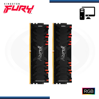MEMORIA 16GB (8x2) DDR4 KINGSTON FURY RENEGADE RGB BUS 3200MHz (PN:KF432C16RBAK2/16)