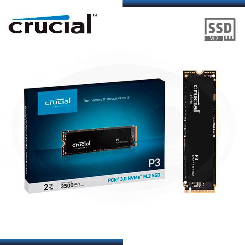 SSD 2TB CRUCIAL P3 NVMe M.2 2280 PCIe GEN 3.0x4 (PN:CT2000P3SSD8)