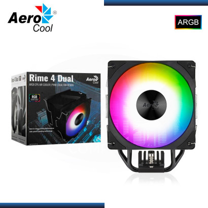 AEROCOOL RIME 4 DUAL ARGB BLACK REFRIGERACION AIRE AMD/INTEL (PN:4711099470969)
