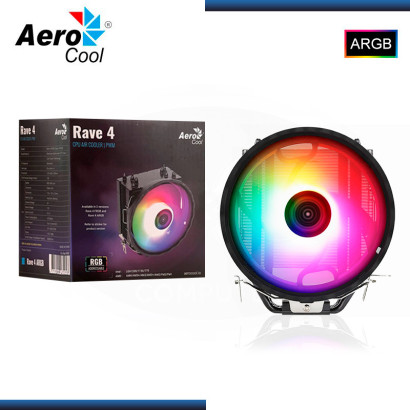 AEROCOOL RAVE 4 ARGB BLACK REFRIGERACION AIRE AMD/INTEL (PN:4711099472253)