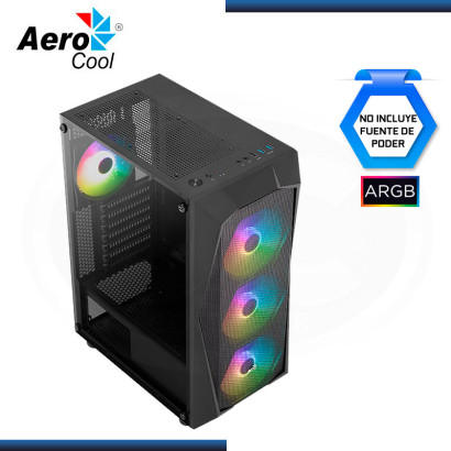 CASE AEROCOOL FALCON-G-BK-V2 ARGB SIN FUENTE VIDRIO TEMPLADO USB 3.0/USB 2.0 (PN:4711099472338)