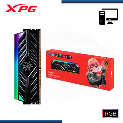 MEMORIA 16GB DDR4 XPG SPECTRIX D41 RGB BLACK BUS 3200MHZ (PN:AX4U320016G16A-ST41)