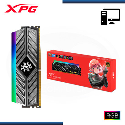 MEMORIA 8GB DDR4 XPG SPECTRIX D41 RGB GREY BUS 3200MHZ (PN:AX4U32008G16A-ST41)