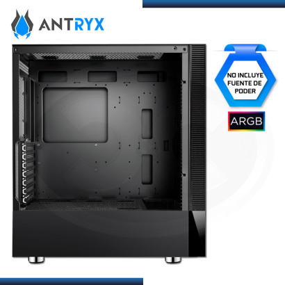 CASE ANTRYX RX 460 MESH BLACK ARGB SIN FUENTE CON CINTA LED VIDRIO TEMPLADO USB 3.0/USB 2.0 (PN:AC-RX460MK)