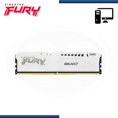 MEMORIA 16GB DDR5 KINGSTON FURY BEAST WHITE EXPO BUS 5200MHz (PN:KF552C36BWE-16)