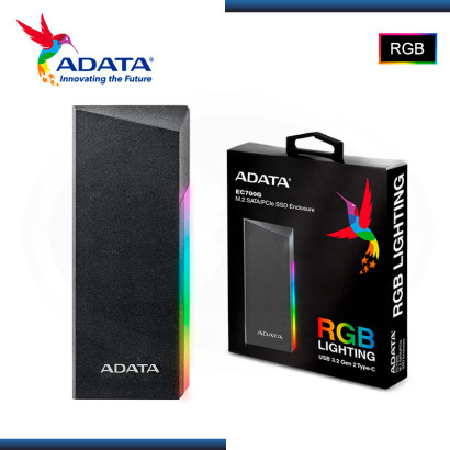 CASE SSD ADATA EC700G RGB M.2 2280 PCIe NVMe INTERFAZ USB 3.2 GEN2 TIPO-C (PN:AEC700GU32G2-CGY)