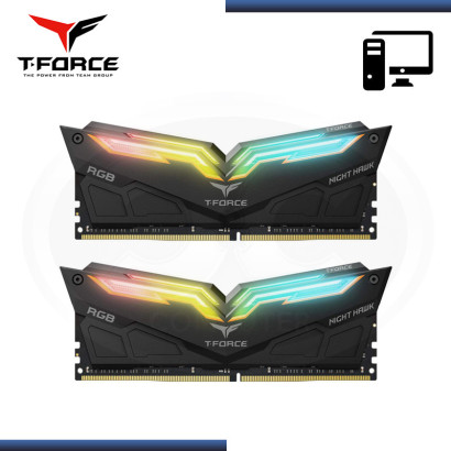 MEMORIA 16GB (2x8GB) DDR4 T-FORCE NIGHT HAWK BLACK RGB BUS 4000MHZ (PN:TF14D48G4000HC18JBK)