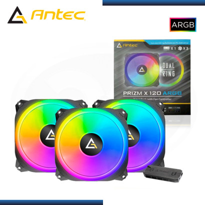 ANTEC PRIZM X 120 ARGB BLACK (PACKx3) 120MM COOLER PARA CASE + CONTROLADOR (PN:761345999380)
