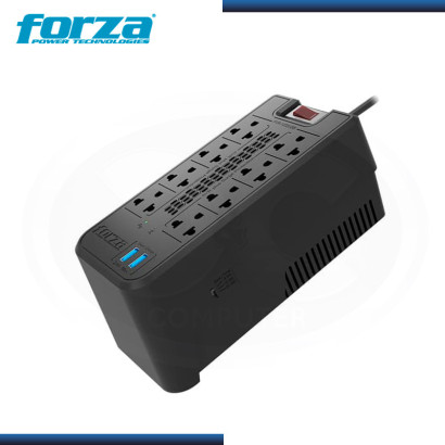 ESTABILIZADOR FORZA FVR-1222 USB 1200VA/600W 8 TOMAS BLACK