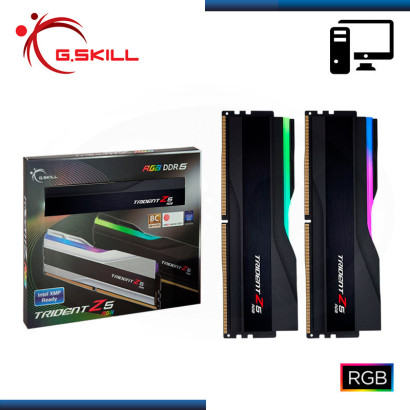MEMORIA 64GB (32GBx2) DDR5 G.SKILL TRIDENT Z5 RGB BLACK INTEL XMP BUS 6000MHz (PN:F5-6000J3636F32GX2-TZ5RK)