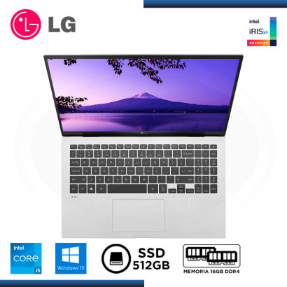 LAPTOP LG 15Z90P-G.AH56B4 SILVER 15.6"/CI5-1135G7/16GB DDR4 /SSD 512GB/WIND 10 HOME