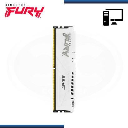 MEMORIA 16GB DDR5 KINGSTON FURY BEAST WHITE BUS 5200MHz (PN:KF552C40BW-16)