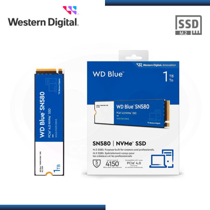 SSD 1TB WESTERN DIGITAL BLUE SN580 M.2 2280 NVMe PCIe GEN4 (PN:WDS100T3B0E-00CHF0)
