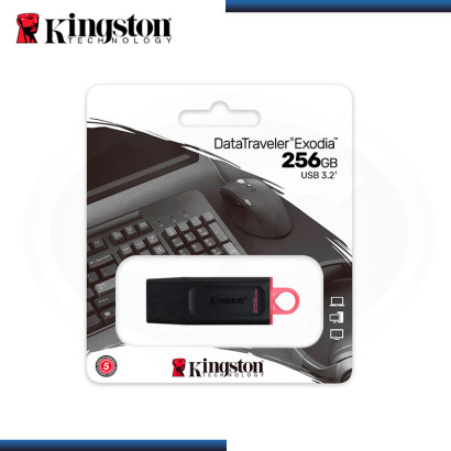 MEMORIA USB 256GB KINGSTON DATA TRAVELER EXODIA V 3.2 BLACK RED (PN:DTX/256)