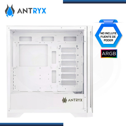 CASE ANTRYX FX 730 WHITE ARGB SIN FUENTE VIDRIO TEMPLADO USB TIPO-C/USB 3.0/USB 2.0 (PN:AC-FX730W)