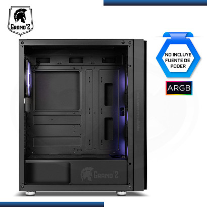 CASE GRANDZ GZ-3505 ARGB BLACK SIN FUENTE VIDRIO TEMPLADO USB 3.0/USB 2.0