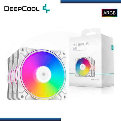 DEEPCOOL CF120 PLUS WHITE ARGB (PACKx3) 120MM COOLER PARA CASE (PN:DP-F12-AR-CF120P-WH-3P)