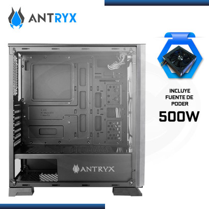 CASE ANTRYX EXTREME NEO II VIDRIO TEMPLADO + FAN ARGB x 2 CON FUENTE 500W USB 3.0/USB 2.0 (PN:AC-XN02KW1-500CPR1)