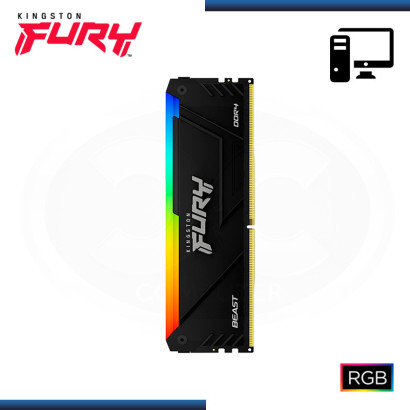 MEMORIA 16GB DDR4 KINGSTON FURY BEAST RGB BLACK BUS 3200MHz (PN:KF432C16BB2A/16)