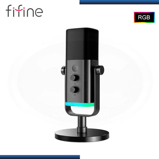 Microfono Fifine Tam Black Ampligame Dinamico Rgb Con Soporte De Brazo