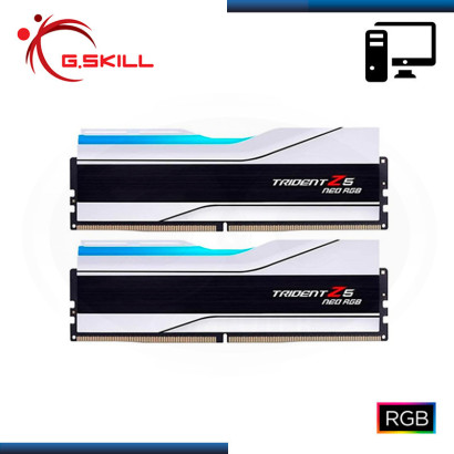 MEMORIA 32GB (16GBx2) DDR5 G.SKILL TRIDENT Z5 NEO RGB WHITE AMD EXPO BUS 6400MHz (PN:F5-6400J3239G16GX2-TZ5NRW)