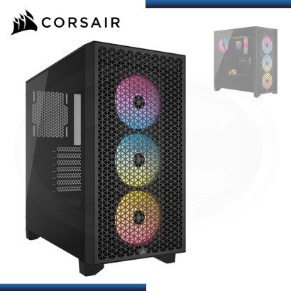 CASE CORSAIR 3000D AIRFLOW RGB BLACK SIN FUENTE VIDRIO TEMPLADO USB 3.2 (PN:CC-9011255-WW)