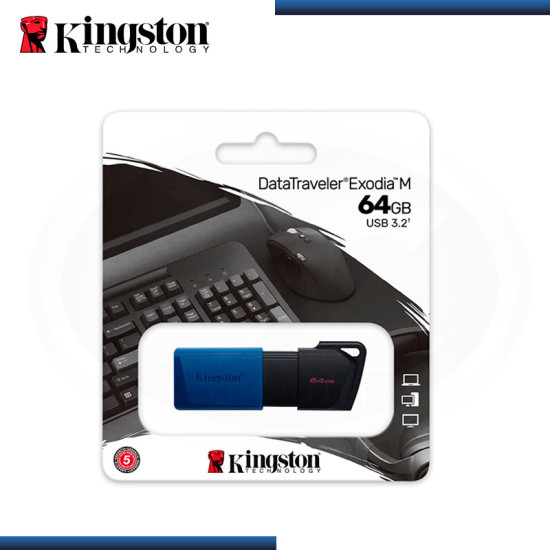 MEMORIA USB 64GB KINGSTON DATA TRAVELER EXODIA M BLUE BLACK V 3.2 (PN:DTXM/64GB)