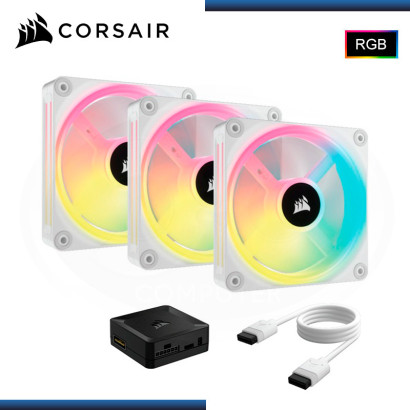 CORSAIR iCUE LINK QX120 RGB WHITE PACKx3 120MMx25MM COOLER PARA CASE (PN:C0-9051006-WW)