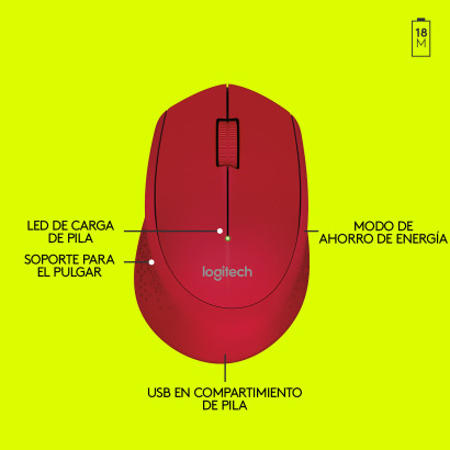 MOUSE LOGITECH M280 RED WIRELESS USB (PN:910-004286)
