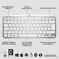 TECLADO LOGITECH MX KEYS MINI PALE GREY BLUETOOTH MULTI-DEVICE ILUMINACION INTELIGENTE SP (PN:920-010477)