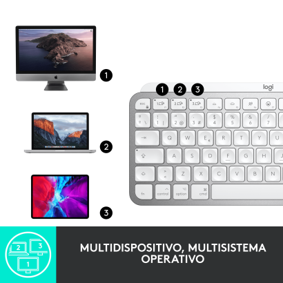 TECLADO LOGITECH MX KEYS MINI PALE GREY BLUETOOTH MULTI-DEVICE ILUMINACION INTELIGENTE SP (PN:920-010477)