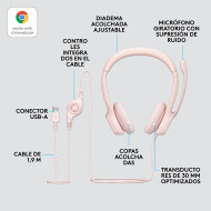 AUDIFONO LOGITECH H390 ROSE CON MICROFONO USB (PN:981-001280)