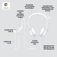 AUDIFONO LOGITECH H390 WHITE CON MICROFONO USB (PN:981-001285)