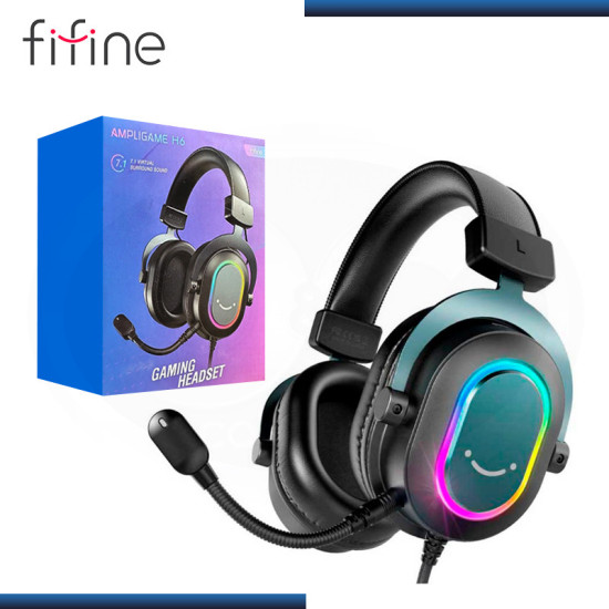 AUDIFONO FIFINE H6 RGB BLACK CON MICROFONO 7.1 VIRTUAL COMPATIBLE MULTIPLATAFORMA