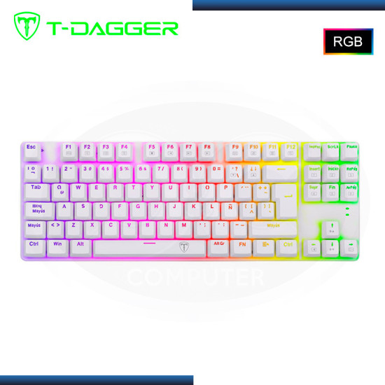TECLADO T-DAGGER BORA RGB WITHE MECANICO SWITCH BLUE (PN:T-TGK315W-BL-SP)