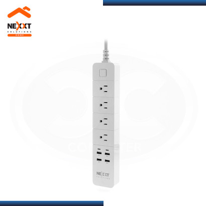 Regleta Inteligente Nexxt Conexión Wi-Fi - 4 toma corriente, 4 puertos USB  de carga
